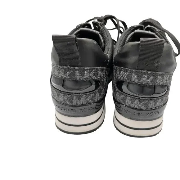 Michael Kors Wilma Trainer Sneaker Black Logo Size 7 Lace Up Fashion Shoe - Picture 5 of 6